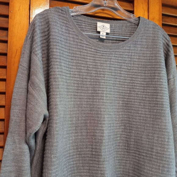 St John's Bay Women's Gray Ribbed Sweater High Low Hem Longer Size XL - Picture 4 of 15